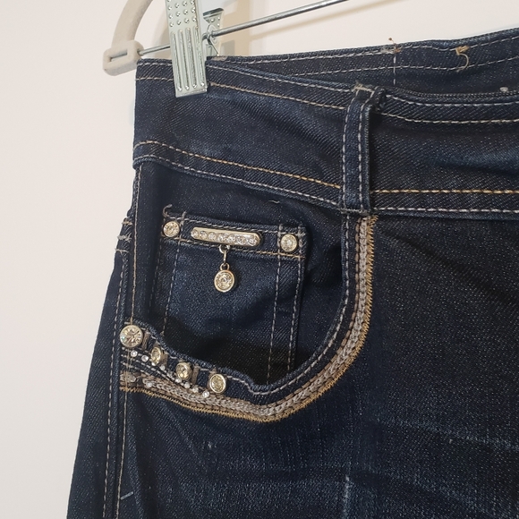 Way Jeans Blingy Faux Diamonds Boot Cut Lightly Distressed Stretch Size 11 - Picture 3 of 15